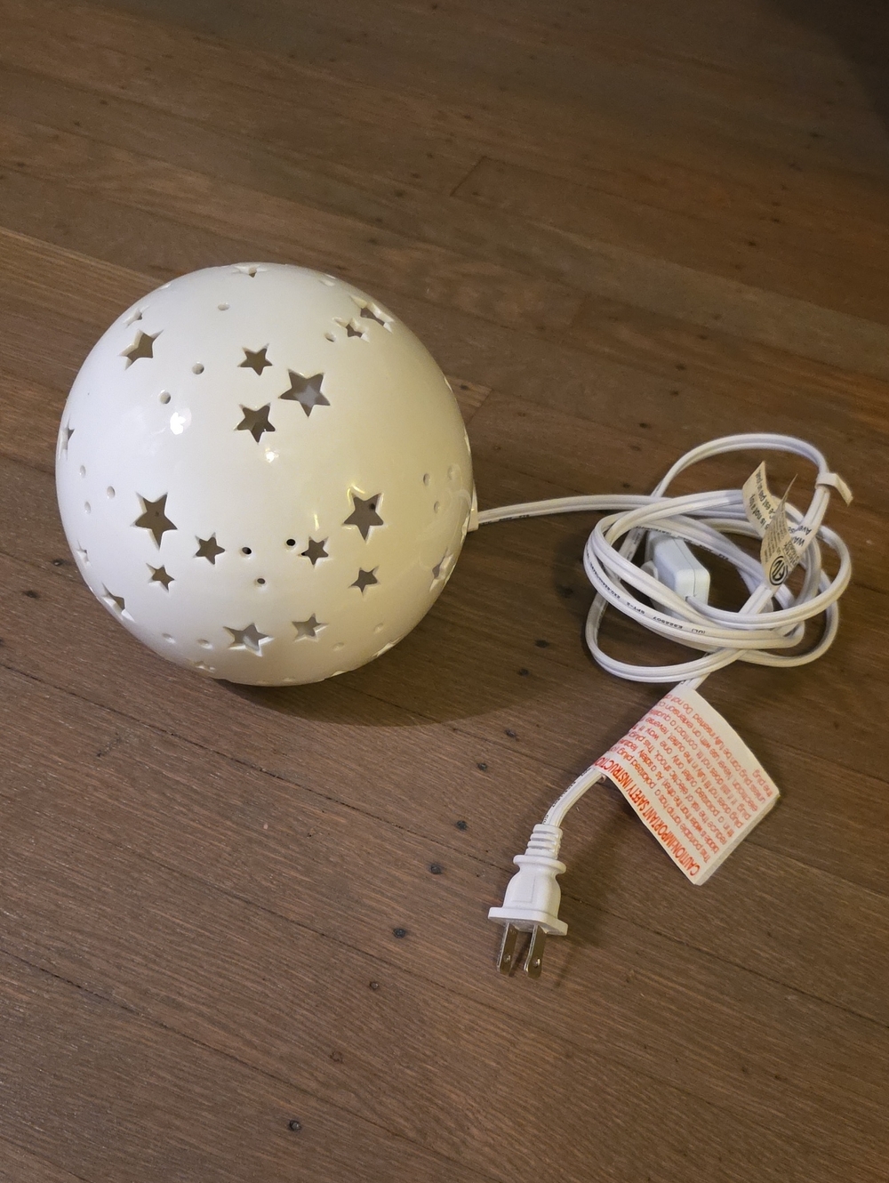 Pillowfort: Target -White Starry Cutout Corded Night Light Globe